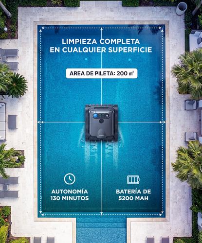 Robot Limpia Piletas Gadnic Barrefondos Inalámbrico 110W 4 Modos Pared Piso Linea de Agua - 4