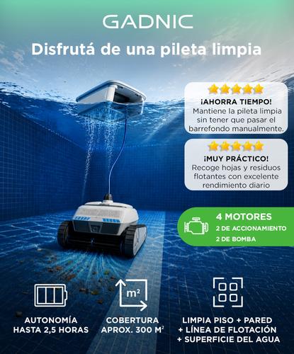 Robot Limpia Piletas Gadnic 2 En 1 Barrefondos y Skimmer Inteligente 4 Motores Cobertura 300 m2 - 1