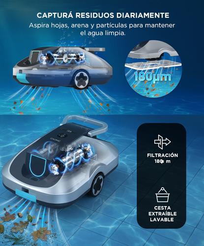 Robot Limpia Piletas Gadnic Barrefondos Inalámbrico 40W Autonomía Hasta 200 Minutos - 2