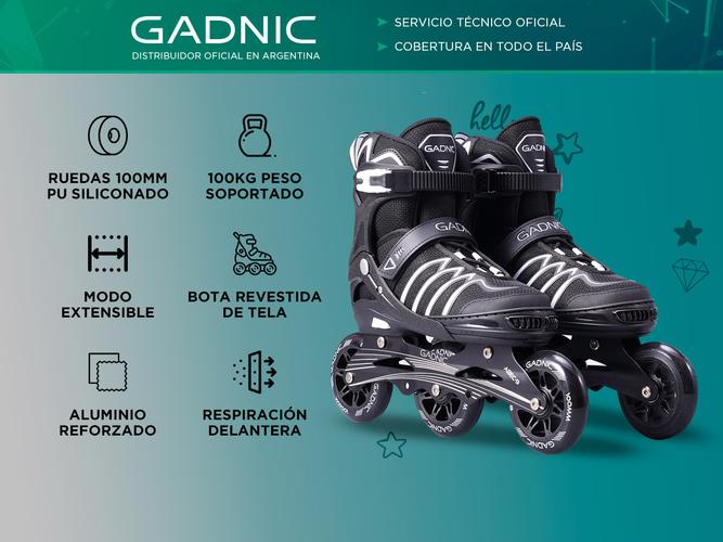 Rollers Patines Gadnic 3 Ruedas 100 Mm Freestyle Extensibles Profesional - 1