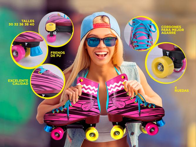 Patines Gadnic Simil Soy Luna Para Niñas 4 Ruedas Frenos PU Transportables - 3