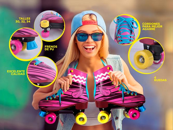 Patines Gadnic Simil Soy Luna Para Niñas 4 Ruedas Frenos PU + Protecciones - 3