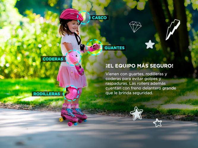 Patines Gadnic Simil Soy Luna Para Niñas 4 Ruedas Frenos PU + Protecciones - 4