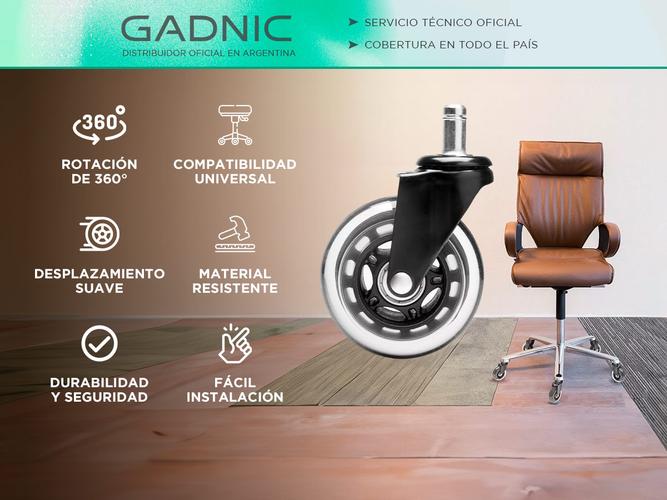 Kit x5 Ruedas Gadnic Para Silla De Oficina De Goma  - 1