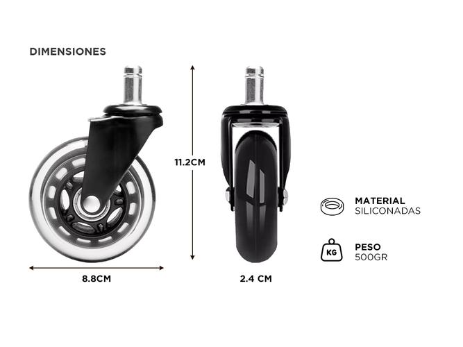 Kit x5 Ruedas Gadnic Para Silla De Oficina De Goma  - 3