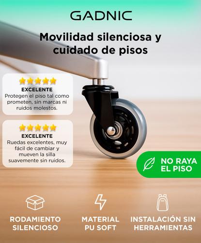 Kit x5 Ruedas Gadnic Para Silla De Oficina De Goma  - 1