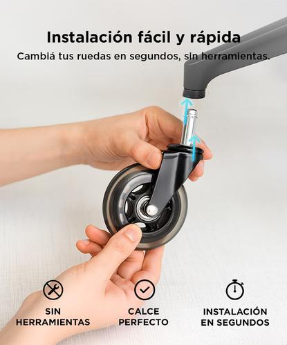 Kit x5 Ruedas Gadnic Para Silla De Oficina De Goma  - 3