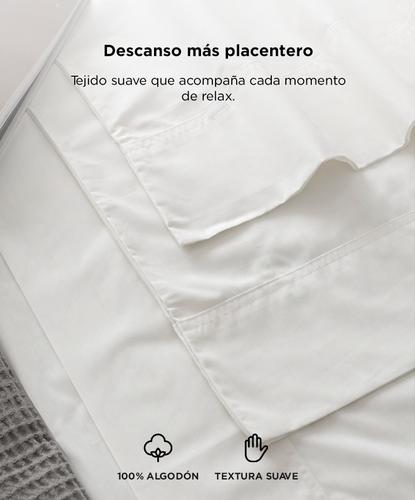 Juego De Sábanas King Size Rieti By Gadnic 100% Algodón Blanco 200 Hilos - 2