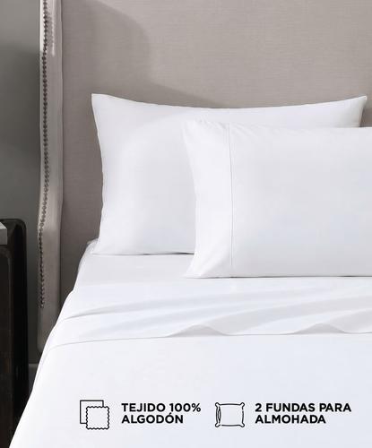 Juego De Sábanas King Size Rieti By Gadnic 100% Algodón Blanco 200 Hilos - 5
