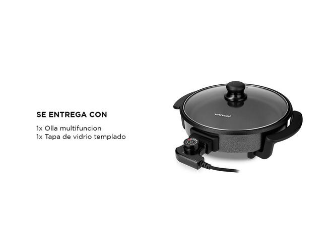 Sarten Olla Multicocina Winco Electrica 1500W 5 Niveles Tapa Vidrio Termostato W52 - 5