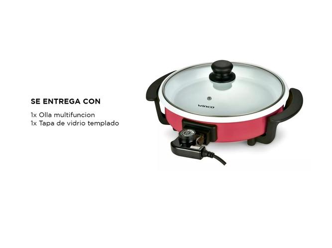 Sarten Olla Multicocina Winco Electrica 1500W 5 Niveles Tapa Vidrio Termostato W53 - 5