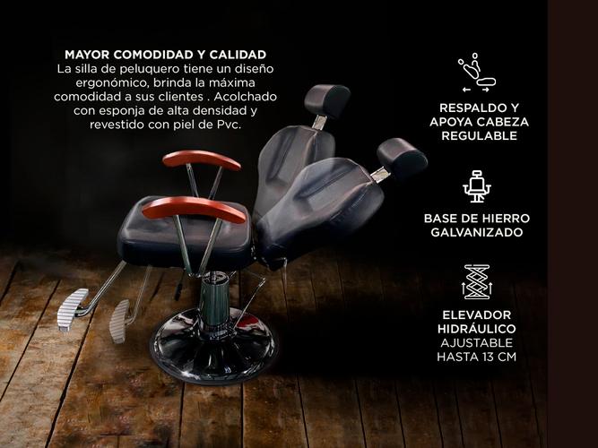 Sillon Barbero Hidráulico Peluquería Gadnic BR33 Vintage  - 4