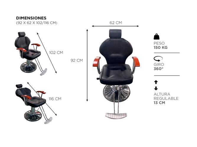Sillon Barbero Hidráulico Peluquería Gadnic BR33 Vintage  - 5