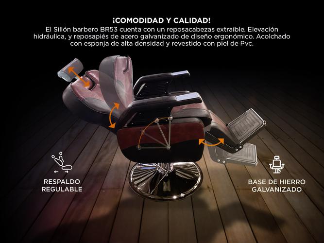 Sillon Barbero Hidráulico Peluquería Gadnic BR53 Ergonomico - 3