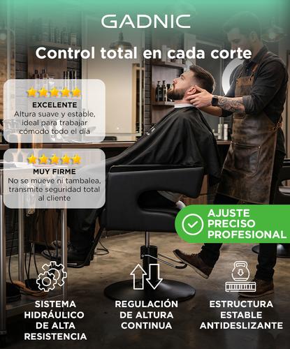 Sillon De Barberia Profesional Gadnic Hidraulico Base De Hierro Electrochapado Cuero PU Esponja Alta Densidad Tamaño Uso Salon Belleza - 1