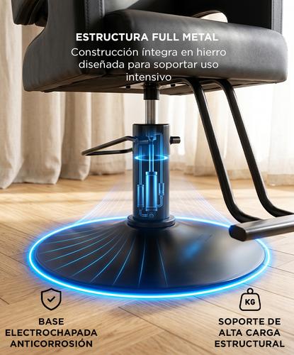 Sillon De Barberia Profesional Gadnic Hidraulico Base De Hierro Electrochapado Cuero PU Esponja Alta Densidad Tamaño Uso Salon Belleza - 3