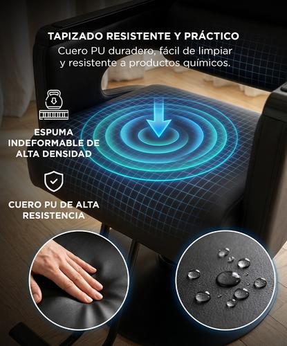 Sillon De Barberia Profesional Gadnic Hidraulico Base De Hierro Electrochapado Cuero PU Esponja Alta Densidad Tamaño Uso Salon Belleza - 4