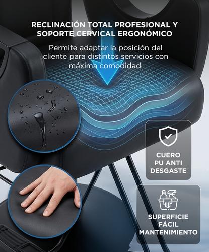  Sillon Barbero Hidraulico Gadnic Base Hierro Galvanizado Cuero PU Esponja Alta Densidad Uso Profesional Barberia Peluqueria - 4