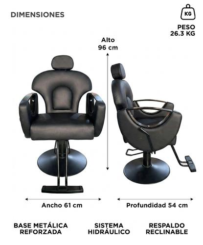  Sillon Barbero Hidraulico Gadnic Base Hierro Galvanizado Cuero PU Esponja Alta Densidad Uso Profesional Barberia Peluqueria - 5