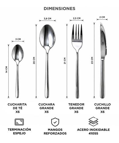 Juego de Cubiertos 24 Piezas Cuk by Gadnic Set Cocina Acero Inoxidable - 5