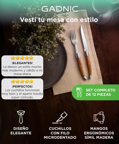 Set De Cubiertos Gadnic x12 Piezas Cuchillo Tenedor Filo Microdentado Asado - 1