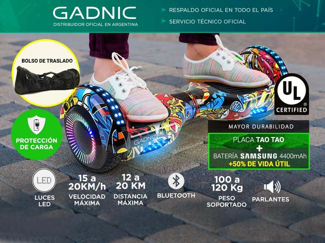 Patineta Eléctrica Gadnic Balance Bluetooth Hasta 120kg 20kmh Placa Tao Tao  Bolso - 1