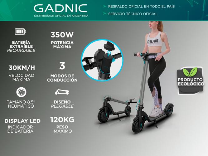 Monopatin Scooter Gadnic E-700 Recargable 350W 8,5