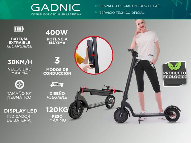 Monopatín Eléctrico Gadnic E-800 30km/h 400w Ruedas 10