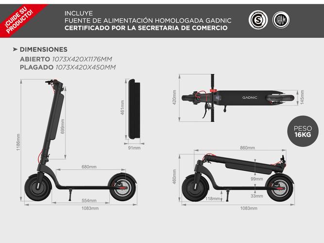 Monopatín Eléctrico Gadnic E-800 30km/h 400w Ruedas 10