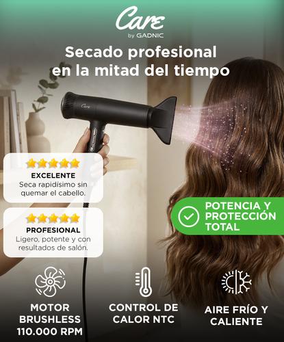 Secador de Pelo Profesional Ionico Gadnic Brushless 1600W 110000 RPM 3 Velocidades 3 Temperaturas Anti Frizz - 1