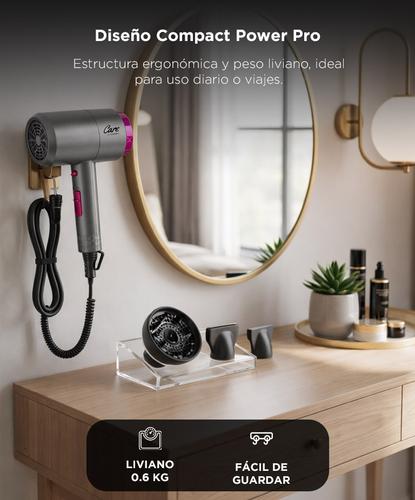 Secador de Pelo Iónico Compacto Power Pro Care by Gadnic 2200W Frio Calor Difusor Antifrizz - 4
