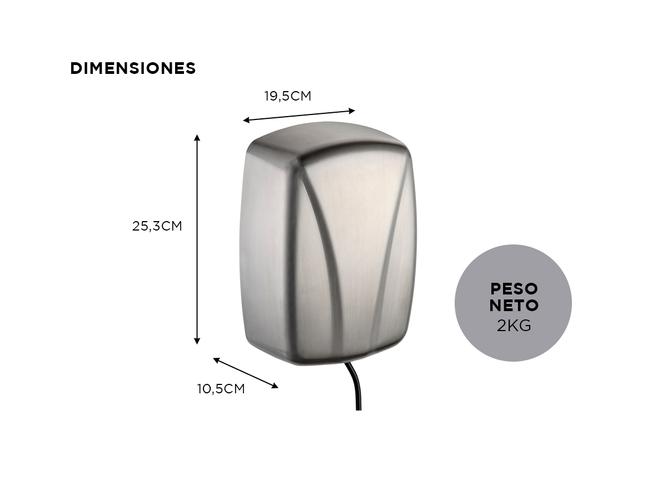 Secador de manos Gadnic de acero inoxidable y alta velocidad - 5