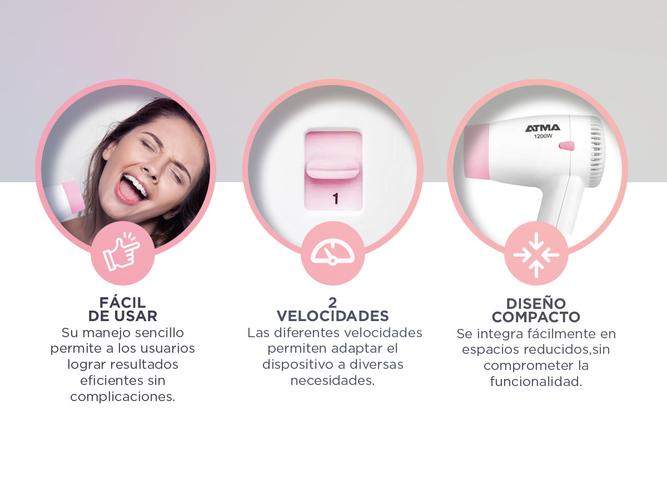 Secador de Pelo Atma 2 Velocidades 1200W SP8904NP - 3