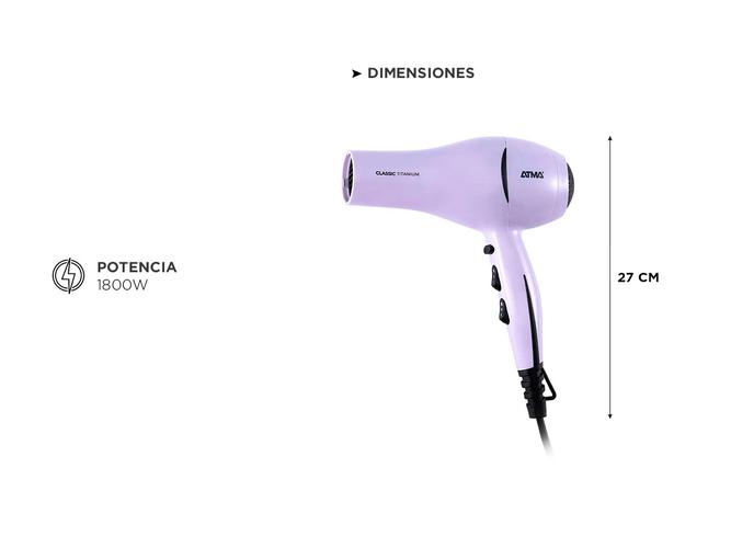 Secador De Pelo Atma SP8970P 1800W 3 Velocidades - 4