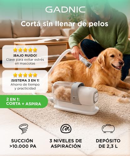 Cortapelos Aspirador Mascotas Gadnic 3 En 1 Cepillo Corte Y Aspiracion 10000 Pa 9 Accesorios - 1