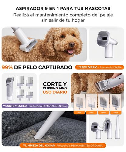Cortapelos Aspirador Mascotas Gadnic 3 En 1 Cepillo Corte Y Aspiracion 10000 Pa 9 Accesorios - 3