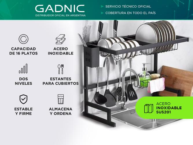 Seca Platos Acero Inoxidable Gadnic Escurridor Dos Niveles  - 1
