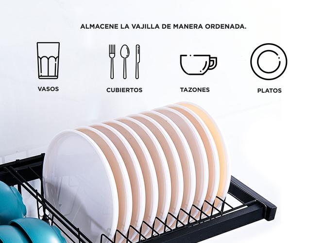 Seca Platos Acero Inoxidable Gadnic Escurridor Dos Niveles  - 3