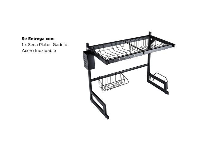 Seca Platos Acero Inoxidable Gadnic Escurridor Dos Niveles  - 5