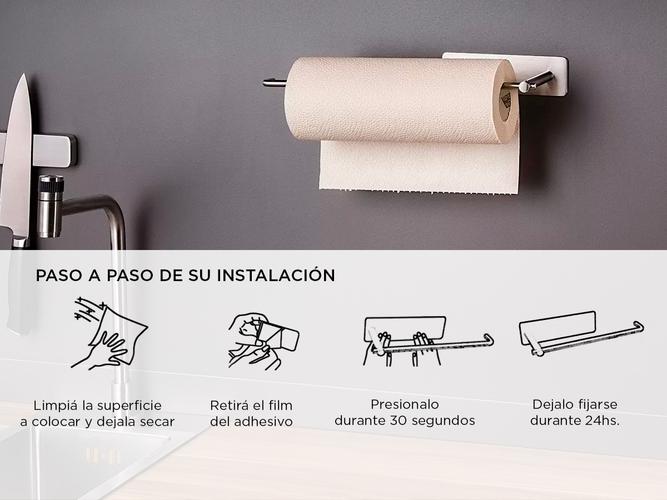 Portarrollos De Papel Cocina Gadnic De Acero Inoxidable - 3