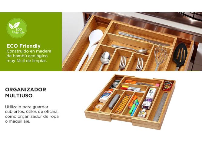 Organizador de Cubiertos extensible Gadnic SP3M22 de bambú  - 2