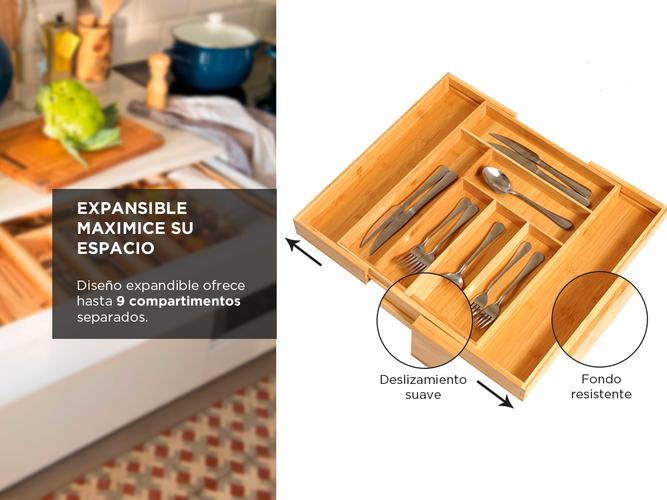 Organizador de Cubiertos extensible Gadnic SP3M22 de bambú  - 3