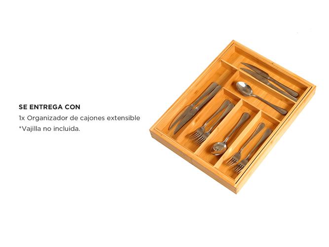 Organizador de Cubiertos extensible Gadnic SP3M22 de bambú  - 5