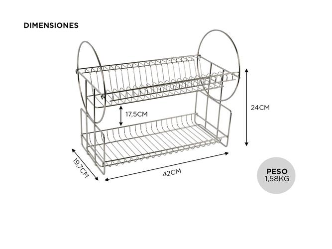 Secador de Platos Gadnic SEC08 Acero Inoxidable Moderno - 3