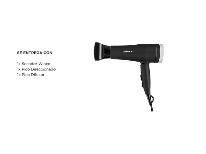 Secador De Pelo Profesional Winco Plegable Con Difusor Ion 2000W - 5