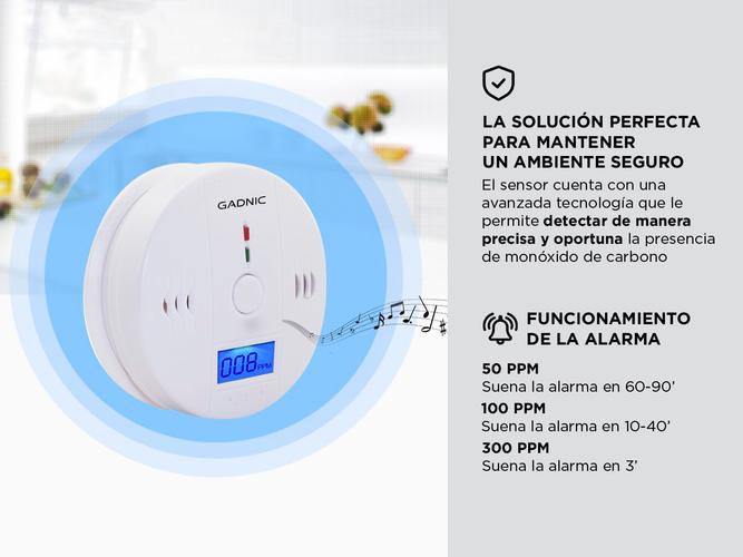 Sensor de Alarma Detector de Monóxido de Carbono Gadnic SMC2 - 2
