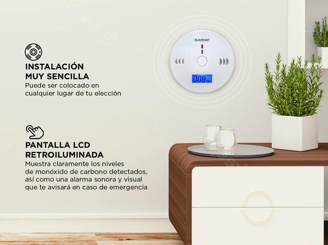 Sensor de Alarma Detector de Monóxido de Carbono Gadnic SMC2 - 3
