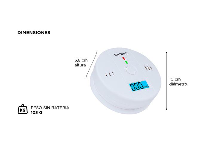 Sensor de Alarma Detector de Monóxido de Carbono Gadnic SMC2 - 4