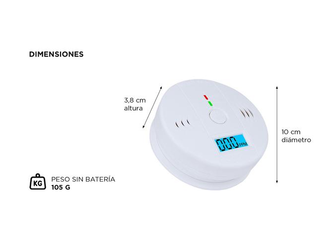 Sensor de Alarma Detector de Monóxido de Carbono Gadnic SMC2 - 4
