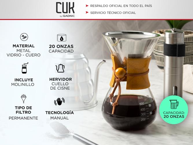 Kit Cafetera Gadnic POV5000 + Filtro + Molinillo de Cafe + Pava Cuello de Cisne tipo Chemex - 1